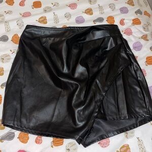 black leather skort